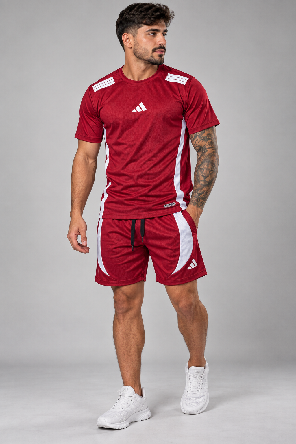 kit Adidas  dry-fit Bordô