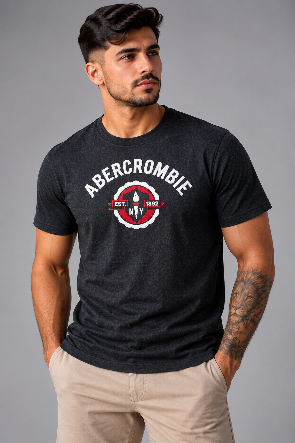 Camiseta Abercrombie  NY / grafite